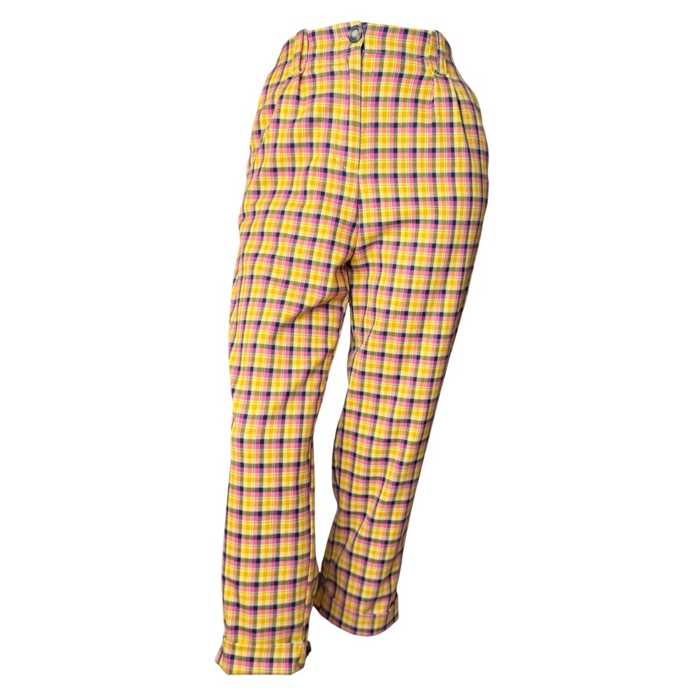Topshop Plaid Tapered Trousers Yellow Pink Check 90s Preppy Clueless Core Y2K 2